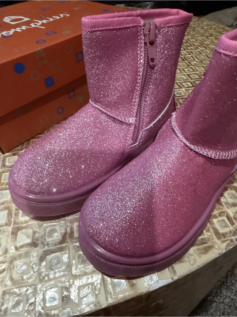 oomphies Glittery Pink Girls' Mid-Calf Boots